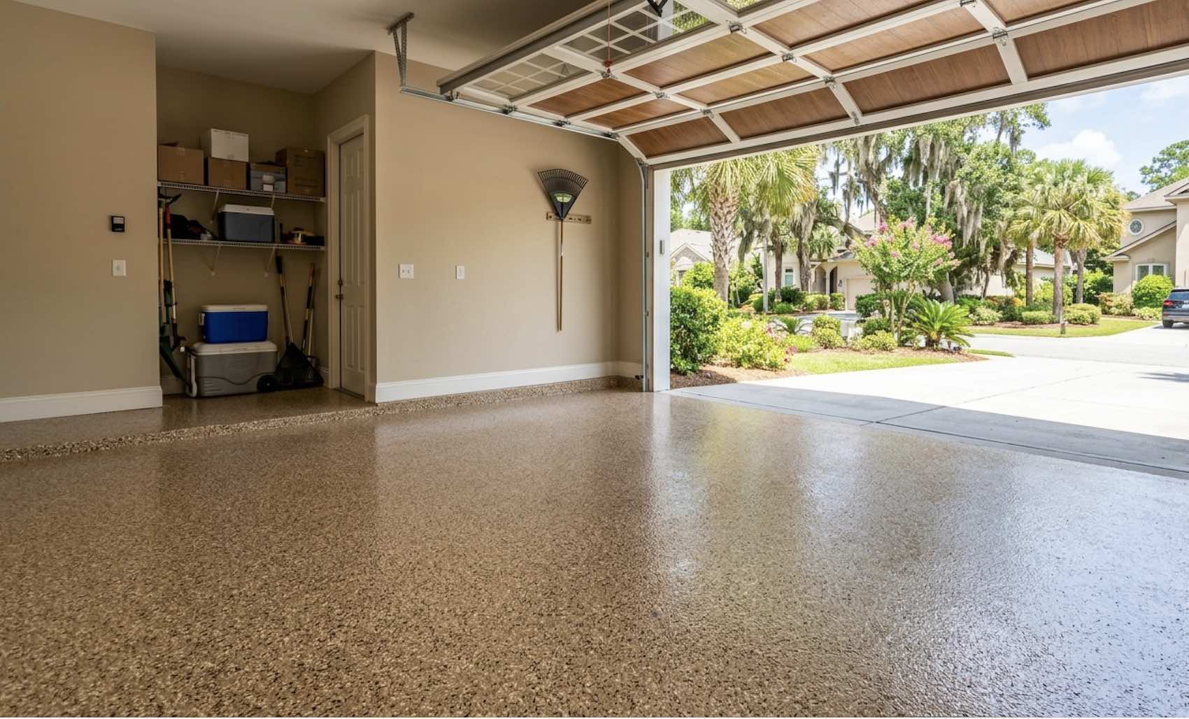 Epoxy garage floor coating in Hardeeville SC by Custom Garage Coatings